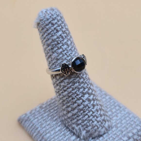 Size 6 Sterling Silver Black Onyx Skull Harley Davidson Ring A5470 - Picture 3 of 10